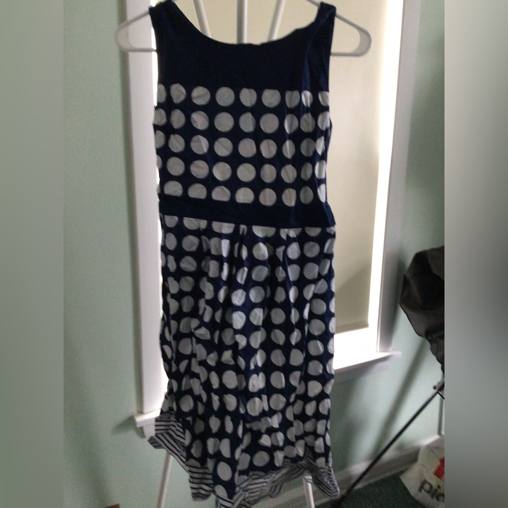 Navy blue with white polka dots Large Motherhood maternity dress